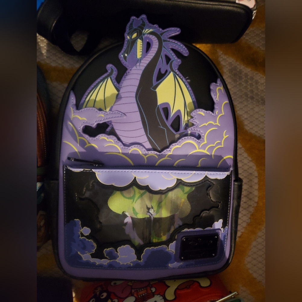 BNWT Loungefly Maleficent Lenticular Mini Backpack AND WALLET